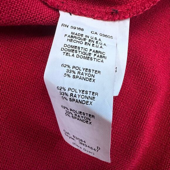 Karen Kane Red Cowl Neck Handkerchief Asymmetric Hem Tunic Sweater Womens Small - Picture 8 of 9